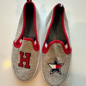 Tommy Hilfiger Gray and Red Kids Slip-On Sneakers